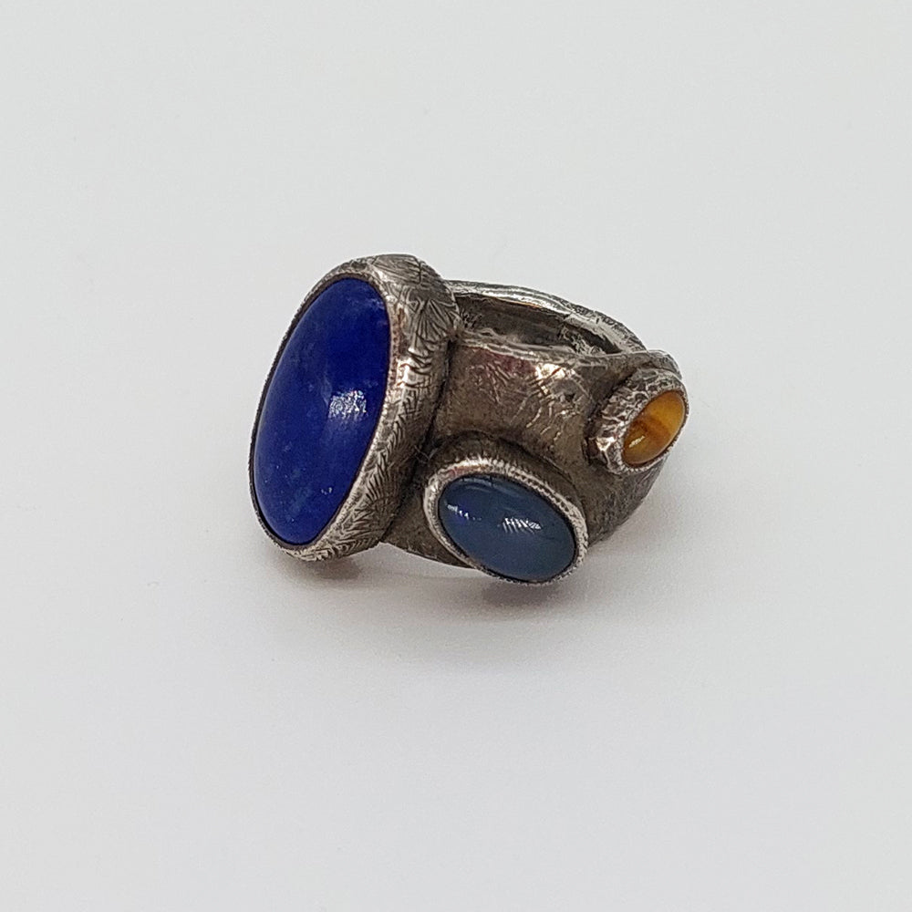 Chunky Ring - Lapis, Opal and Tiger's Eye